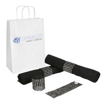 100 Black and Silver Rhinestone Napkin Rings - 8 Row Reusable Fasteners