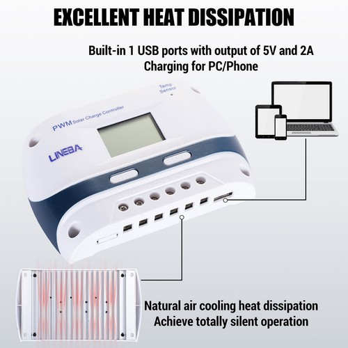 30A 60A 100A PWM LCD Solar Charge Controller 12V/24V/48V Auto Regulator with USB - Picture 7 of 70