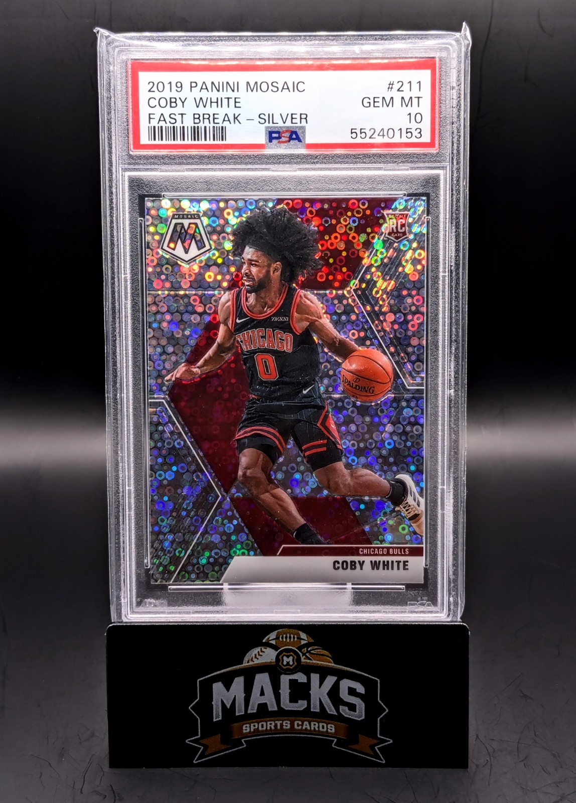 Coby White 2019 Panini Mosaic #211 Silver Fast Break Prizm Rookie RC PSA 10