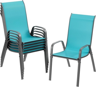 6pcs Patio Chairs, Stackable Textilene Chairs Set of 6 for Garden and Backyard