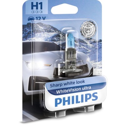 Glühlampe Halogen PHILIPS H1 WhiteVision Ultra 12V, 55W, 1 Stück [G]