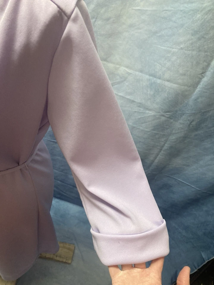 Vestido de poliéster esportivo casual feminino vintage década de 1960 roxo claro tamanho 16 com cinto - Imagem 3 de 4
