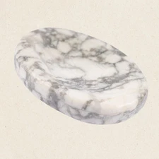 White Howlite Worry Stone for Anxiety & Stress Relief, Healing Crystals & Stones