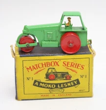Matchbox Toys Lesney No. 1b Aveling Barford Diesel Road Roller in original box