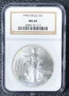 1996 American Silver Eagle S$1 NGC MS69 Brown Label SLABBED & GRADED!