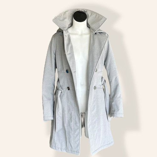 Guess Trench Double-Breasted Hooded Coat M in Gray - Picture 2 of 12