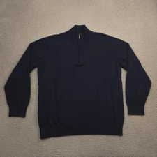 L.L. Bean Cotton Cashmere Quarter Zip Sweater Men’s XL Navy Pullover Knit