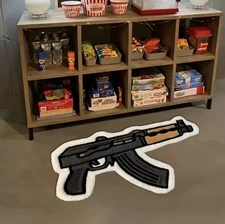 Cartoon Rifle Area Rug 40x60cm Non Slip Bedroom Bedside Decorative Floor Mat