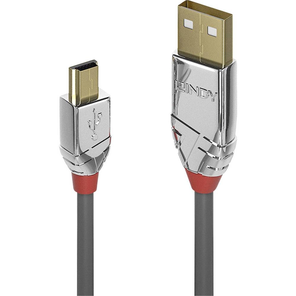 USB-кабель LINDY USB 2.0 USB-A Stecker, USB-Mini-B Stecker 3,00 м Grau 36633