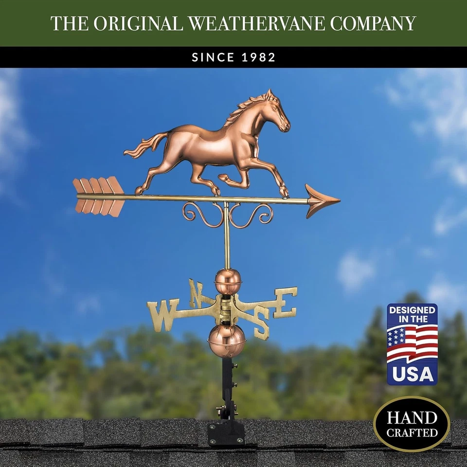 Handcrafted Copper Horse Weathervane - Rust Resistant - Image 4 of 4