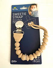 Itzy Ritzy Sweetie Strap Pacifier Clip Beaded Silicone, Beige, BPS8478