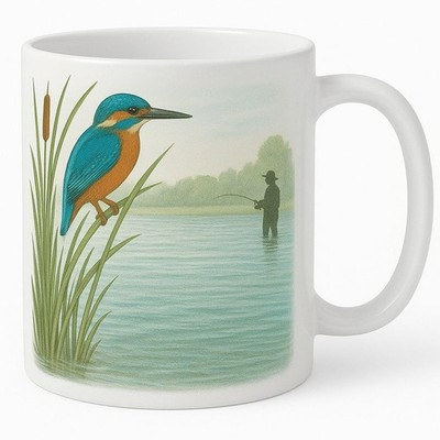 Eisvogel Fischer Becher Brew Crew Geschenke weiß Keramik 11 Unzen Kaffeetasse