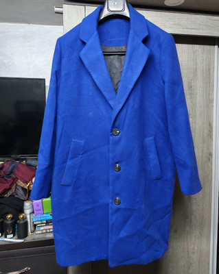 Classic style Cotton blended unique Azure blue top over coat 42R