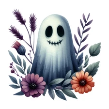 Halloween Ghosts Pumpkin T shirt Heat Transfers Iron On  Lite Dark Fabrics 8x8