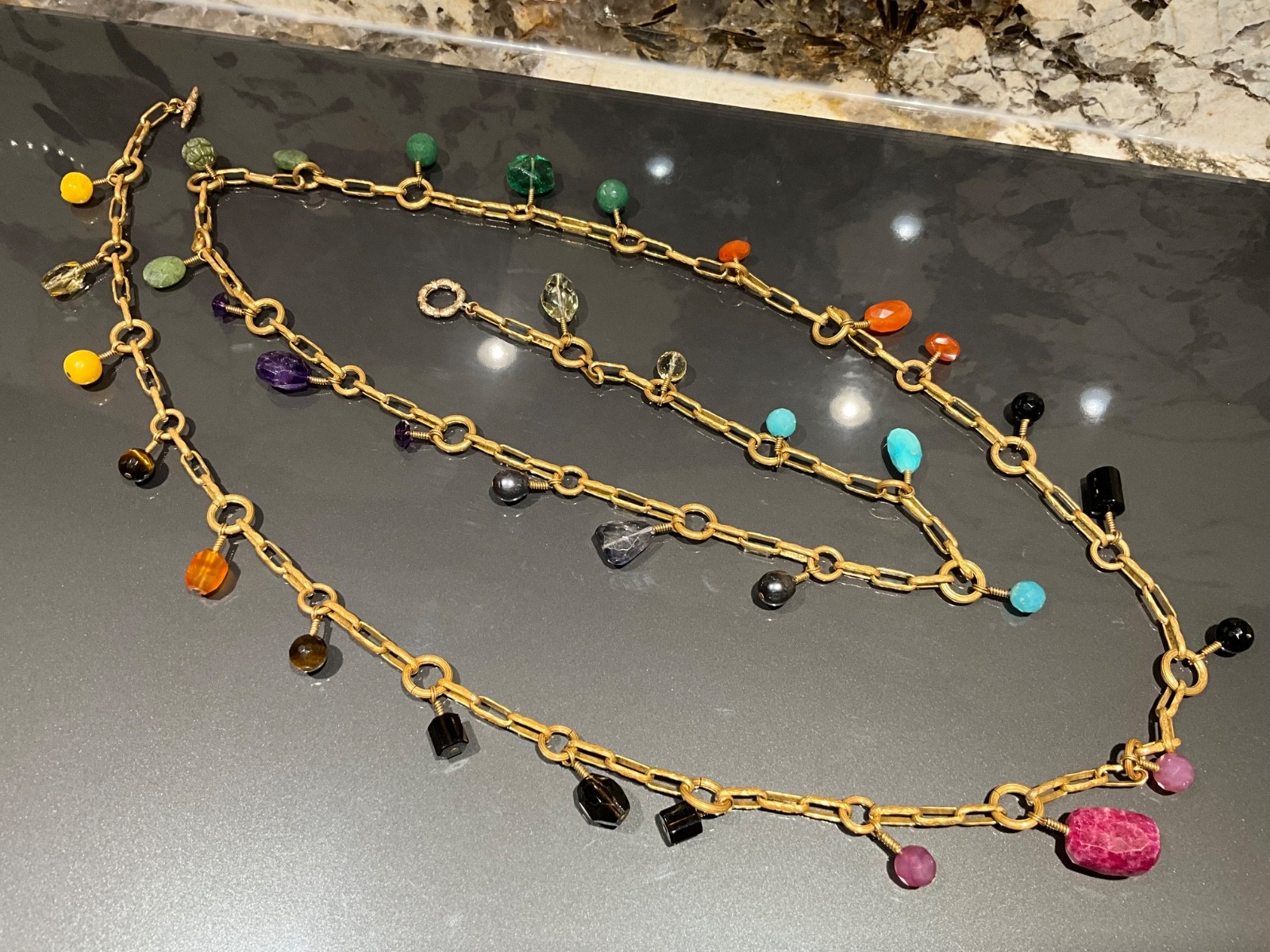 Stephen Dweck 59" Multi Gemstone Toggle Necklace … - image 2
