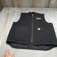 Carhartt Vest Mens XL Black Iconic Firm Duck Quilt Lined Canvas Rugged LOGO