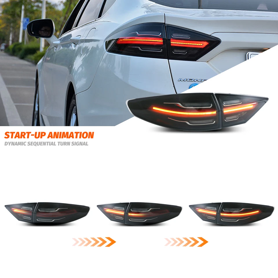 LED Black Tail Lights For Ford Fusion 2013-2020 Animation Sequential Rear Lamps - Image 2 of 4