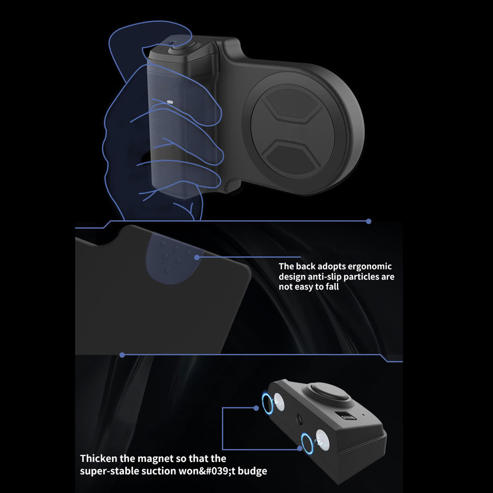 Smartphone Camera Grip Holder Magnetic Tripod Mount With Cold Shoe Adapter Fit-image