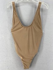 Good American Bodysuit Women's Sz 2 US Medium Tan Contour Wide Straps Scoop Neck