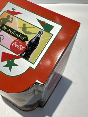 Vintage Coca Cola Tin Hinged Lid Storage Box Advertising 5.5