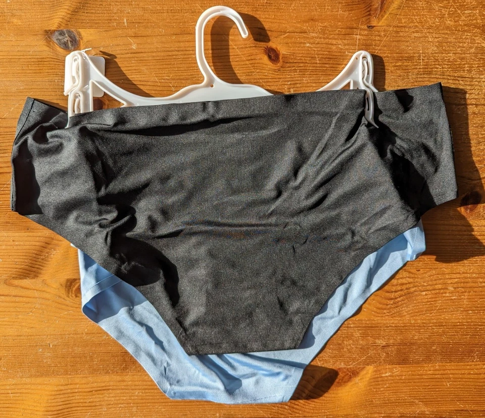 CALZONCILLOS DE MUJER JESSICA SIMPSON SIN VPL *PAQUETE DE 2* TALLA L ~ Azul/Negro Nuevo con etiquetas *precio de venta sugerido por el fabricante £19* Foto 2 de 4