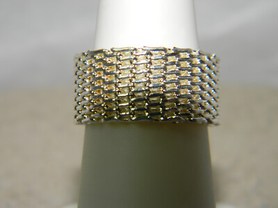 Sterling Silver Woven Mesh Band Ring Size