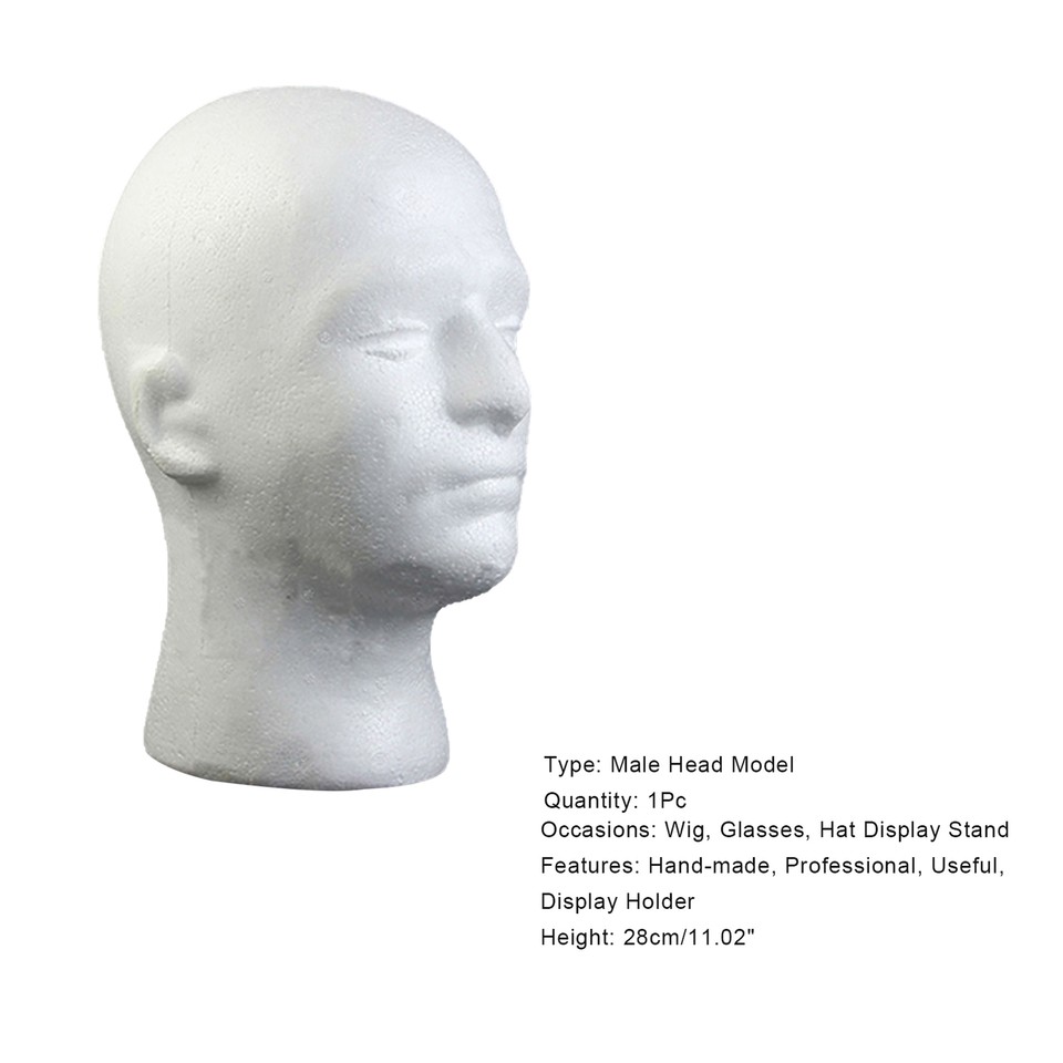 Male Mannequin Head Easy to Pack Dummy Fashion Male Head Model Wide