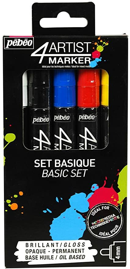 PEBEO 4 ARTIST MARKER PENS METALLIC SET 5 PENS BRILLANT GLOSS OPAQUE N BASIC SET