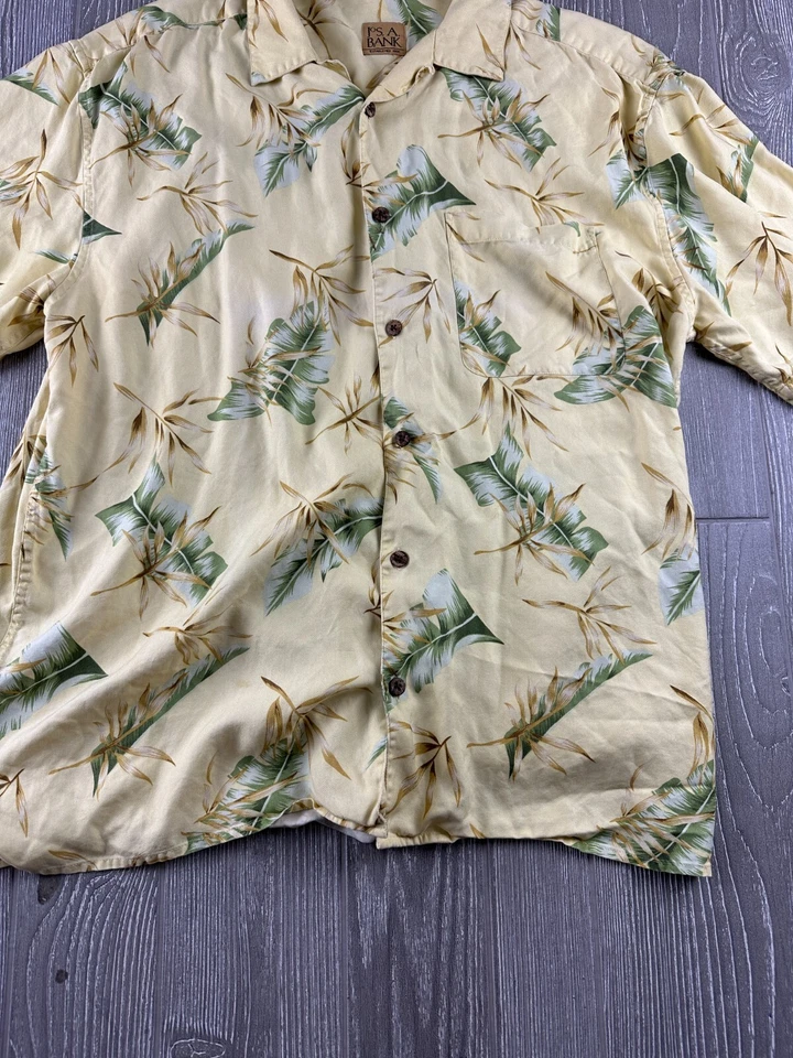 Camisa masculina havaiana manga curta JOS A Bank 100% seda casual praia GG - Imagem 2 de 4