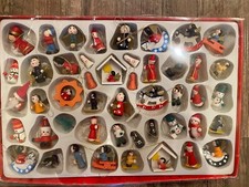 Vintage Lot of Wood Kurt Adler Christmas Ornaments Miniature Painted Plus Extra