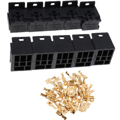Car Fuse Relay Holder Box Relay Socket w/50Pcs 5-Pin Terminals/Connector 30A-80A