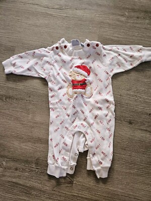 Vintage Mine Alone Christmas Baby Santa Pjs  3m 