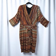Danny & Nicole Woman Striped Wrap Dress Size 18 Metallic Sparkle Party Cocktail