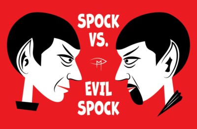 Spock vs Evil Spock Faces Red Star Trek Poster 11'' x 17'' Original Doug Mansfield