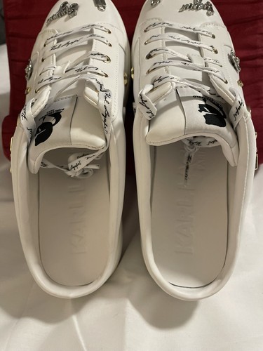 Karl Lagerfeld Paris Cordelia Charm White Leather Mule Sneakers Size 10M - Picture 9 of 13