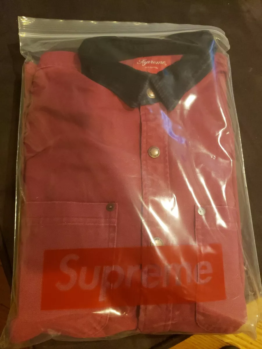 Supreme Large Plum Script Canvas Snap Shirt