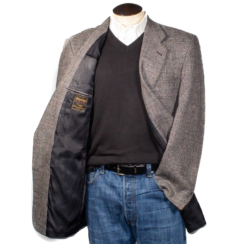 Винтажный Kingsridge Sport пальто мужской размер 40R (est.) 100% шерсть Glen чек клетку США - Изображение 2 из 4