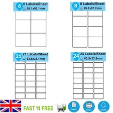 A4 SELF ADHESIVE STICKY LABELS BARCODE PEEL STICKER LASER INKJET COPIER PRINTER