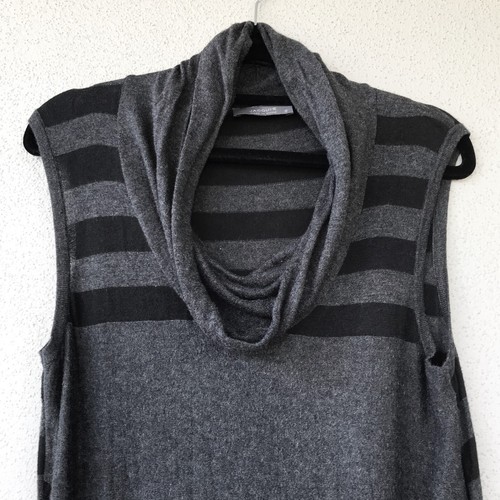 Jacqui E Womens Size S Grey Stripe Cotton Mix Cowl Neck Sleeveless Tunic Top - Picture 4 of 10