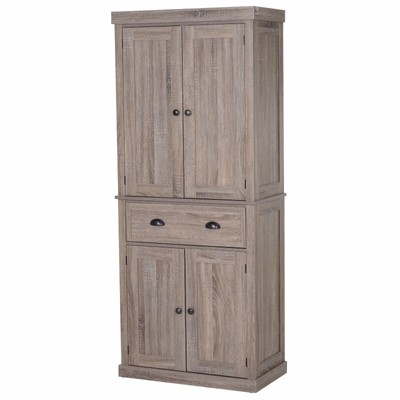 Tall Kitchen Larder Cupboard Pantry Dark Wood Free Standing