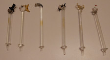 Lot of 6 Glass Swizzle Sticks/Drink Stirrers Short with a pointed end