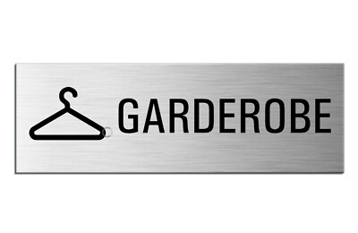 Schild Garderobe Türschild 24x8 cm Aluminium Edelstahloptik skl.