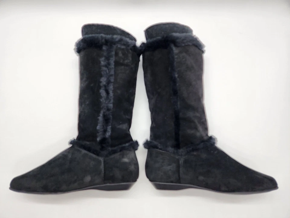 Yellow Box Women's Tall Winter Black Suede Leather Boots Size US 7.5M (RARE) - Image 3 of 4