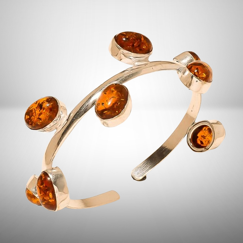 Amber Silver Plated Bracelets 8 Gemstones Fashion Jewelry - Picture 12 of 13