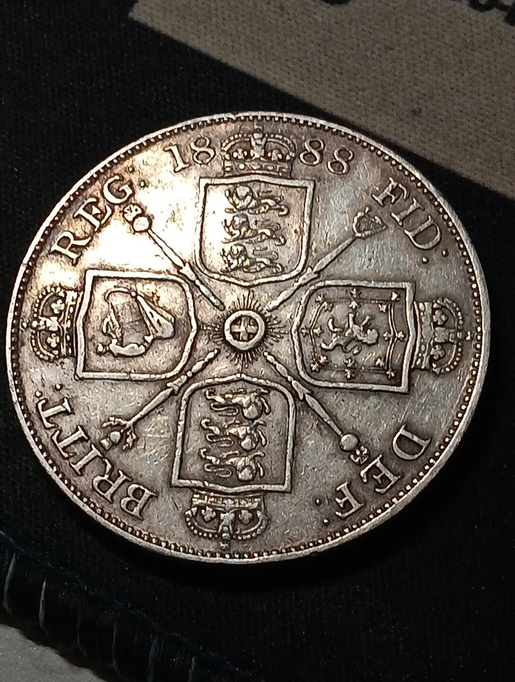 👉1888 Great Britain Victoria 4S Double Florin AU Choice *Key Date* - Image 2 of 2