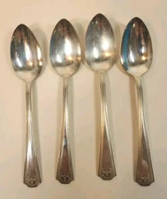 1930 National Silver Co. NSC EPNS - 4 Silver Plate Dinner Spoons 1917 Adam