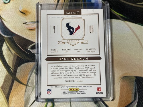 2012 Prime Signatures Football Case Keenum Rookie Auto SP 112/199 - Picture 5 of 7