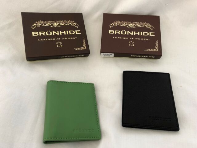 Brunhide Genuine Leather Credit Card Holder / ID Wallet Green / Black