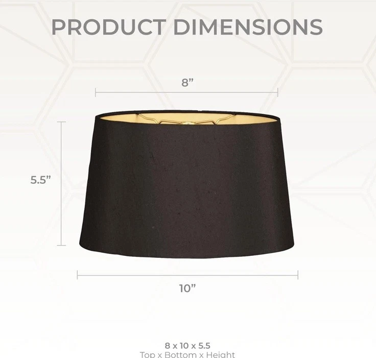 Pantalla de lámpara de tapa dura ovalada poco profunda, HB-611-10BLK/GL, negra, (8,5 X5,5) X (10 X 6,5 Foto 3 de 4