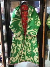 Vintage uzbek Silk  kat chapan, Woman Robe caftan cloths, hippie bohemian jacket